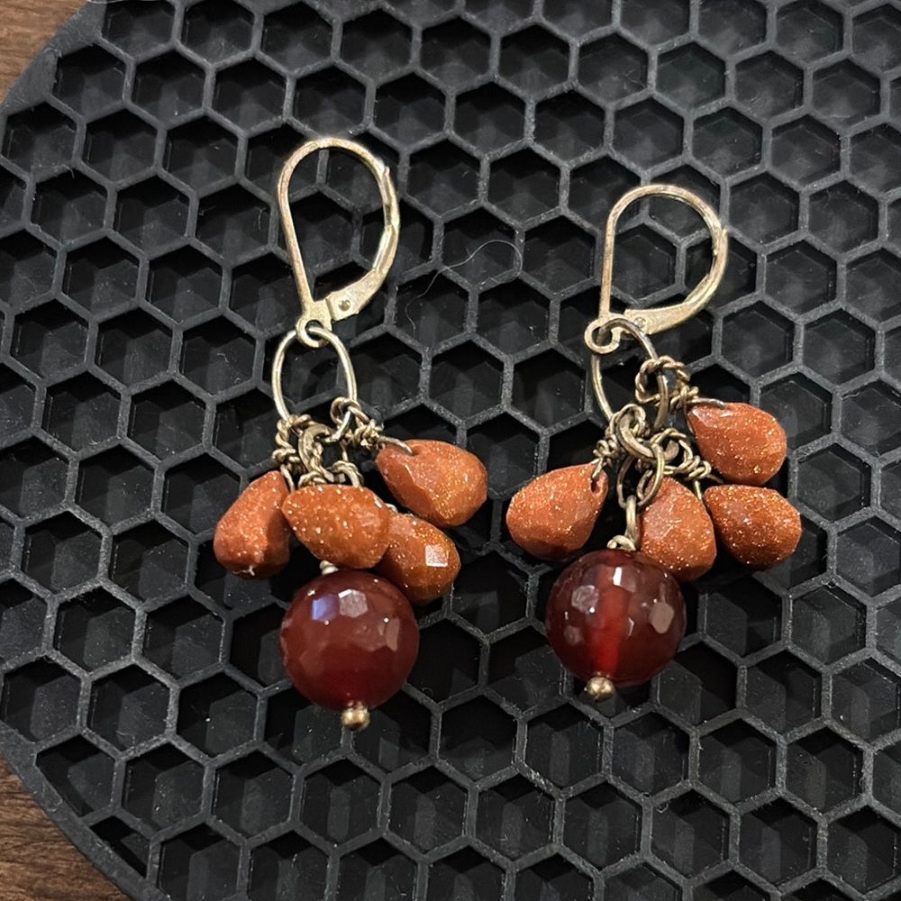 Goldstone and Carnelian Earrings